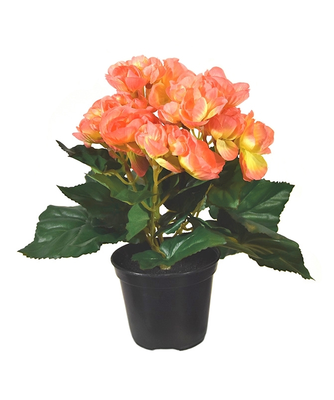 Begonia artificiale in vaso 20 cm - salmone