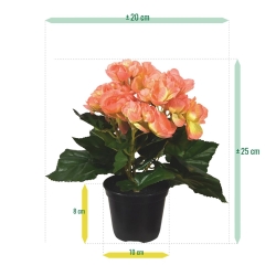 Begonia artificiale in vaso 20 cm - salmone