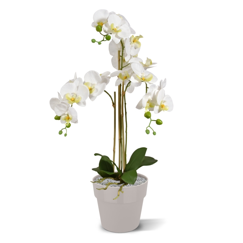 Orchidea artificiale Phalaenopsis 75 cm bianca