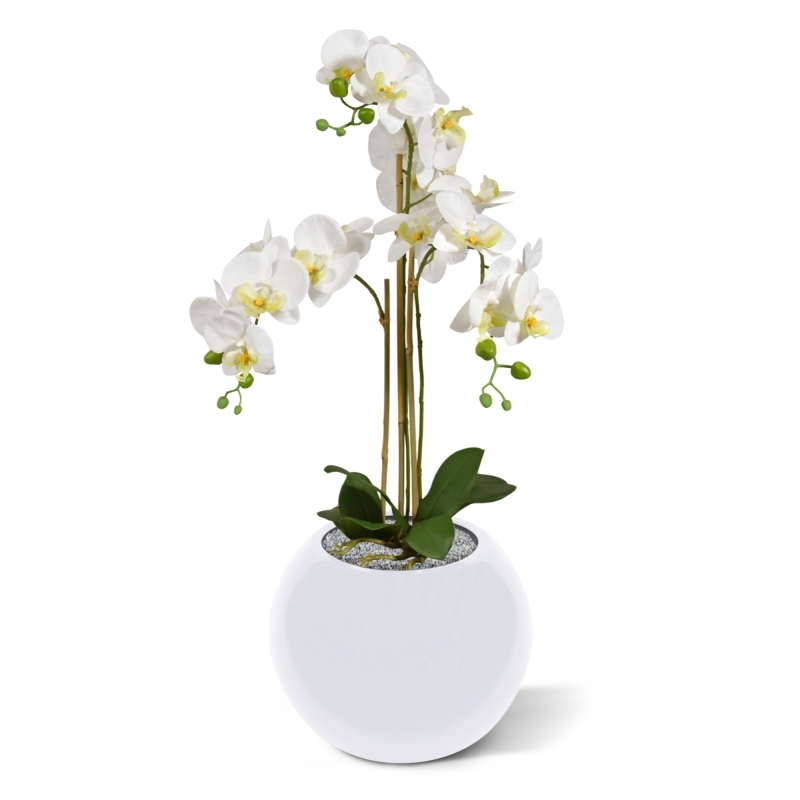 Orchidea artificiale Phalaenopsis 75 cm bianca