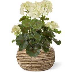 Geranio PL pianta artificiale 38cm - crema - resistente ai raggi UV