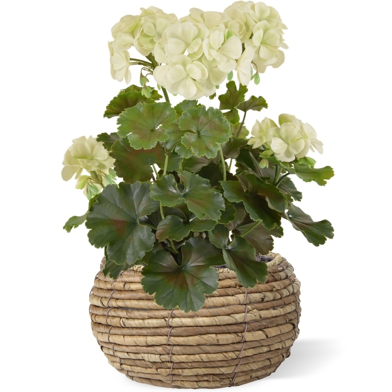 Geranio PL pianta artificiale 38cm - crema - resistente ai raggi UV
