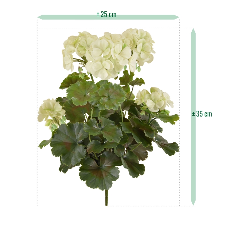 Geranio PL pianta artificiale 38cm - crema - resistente ai raggi UV