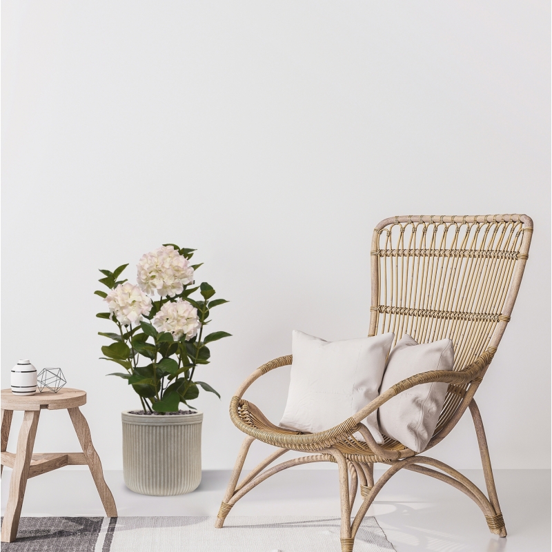 Ortensia Pianta artificiale in vaso 65cm Bianco