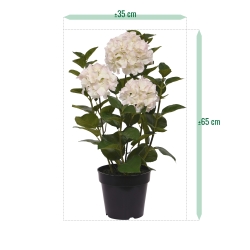 Ortensia Pianta artificiale in vaso 65cm Bianco