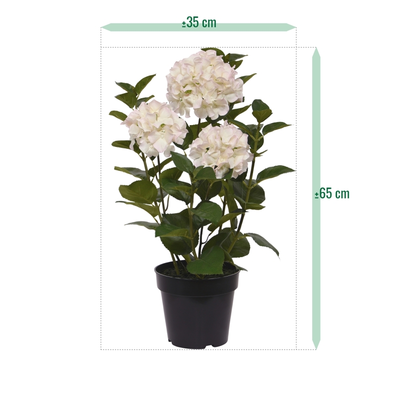 Ortensia Pianta artificiale in vaso 65cm Bianco