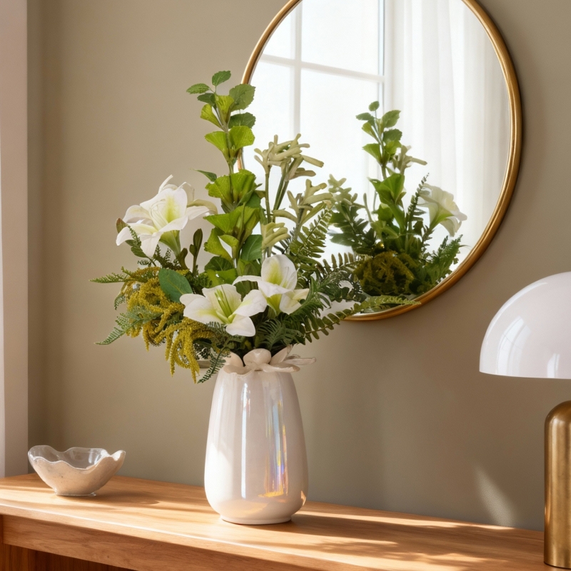 Bouquet d'arte Vivienne Madrid Bianco 45cm