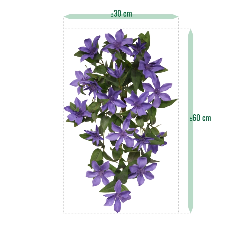 Clematide artificiale da appendere 60 cm Blu