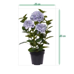 Ortensia Pianta artificiale in vaso 65cm Blu