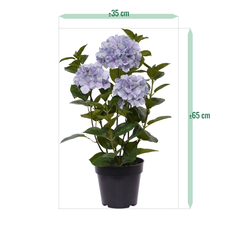 Ortensia Pianta artificiale in vaso 65cm Blu
