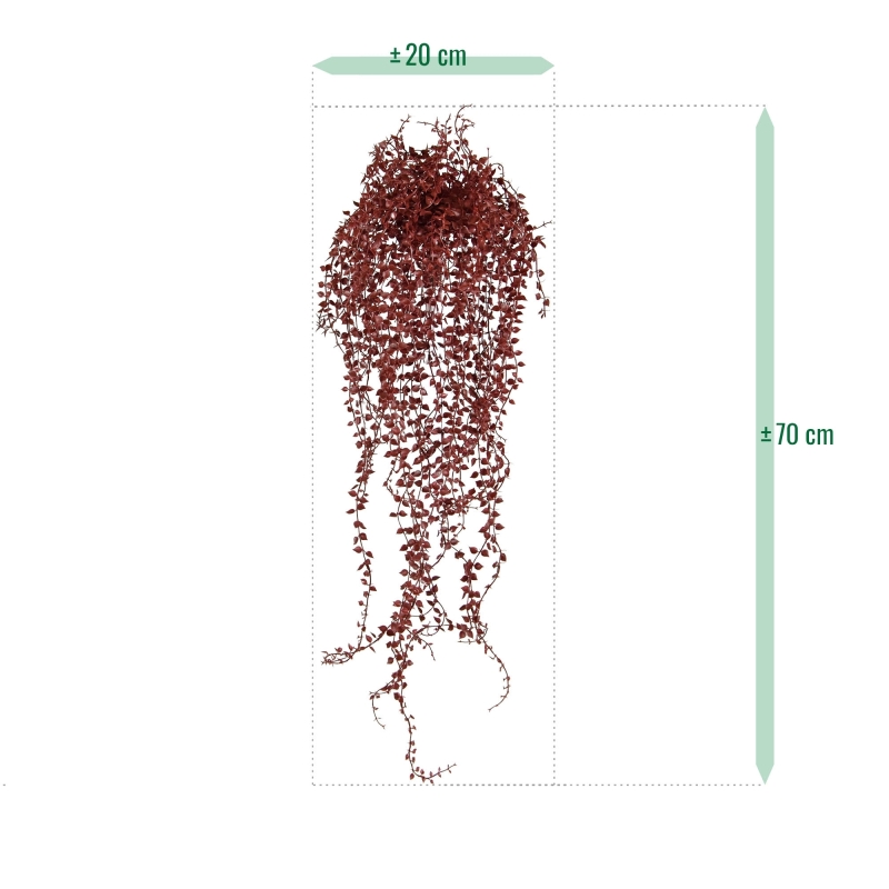 Callisia pianta artificiale sospesa 70 cm UV Borgogna