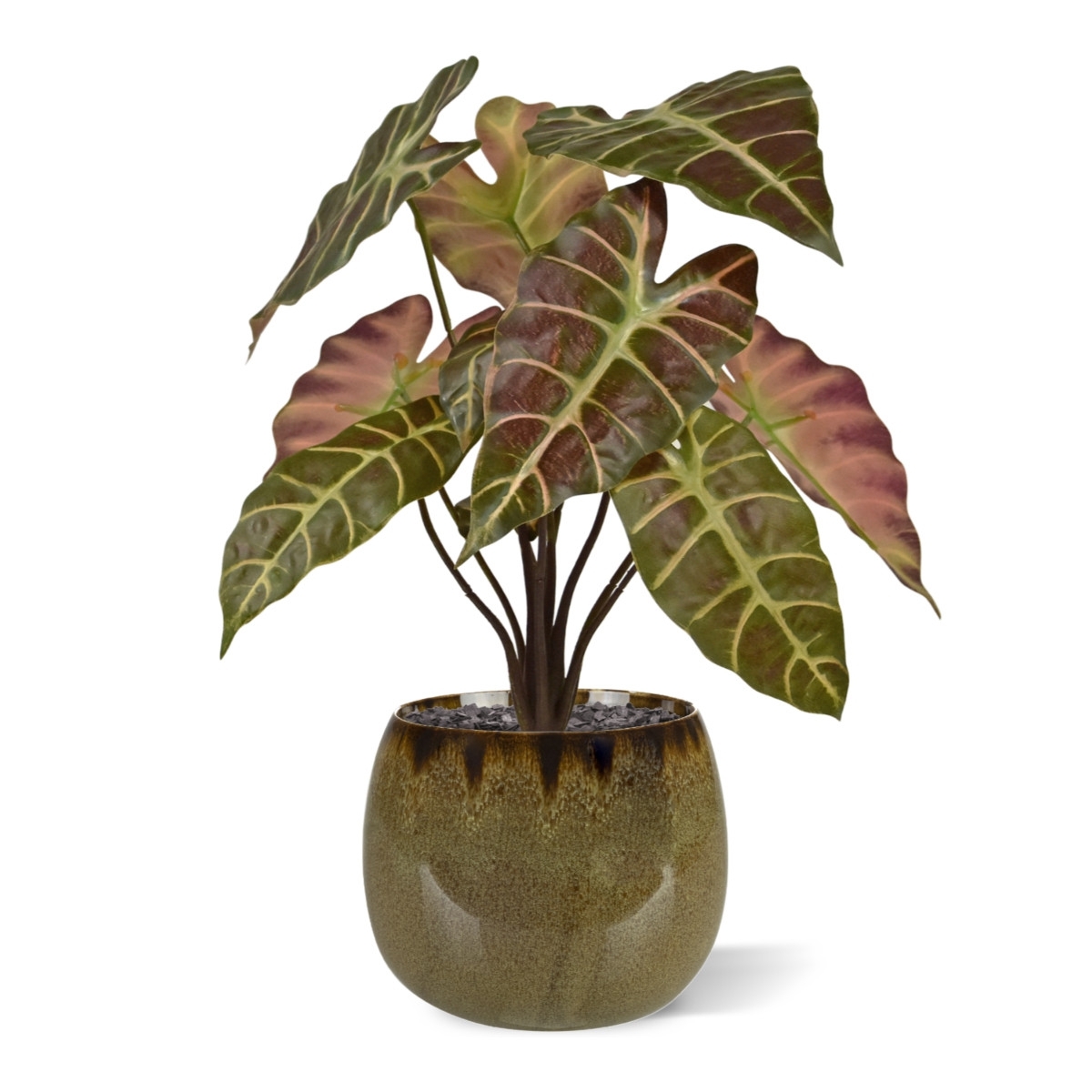 Pianta artificiale Alocasia 40cm Borgogna