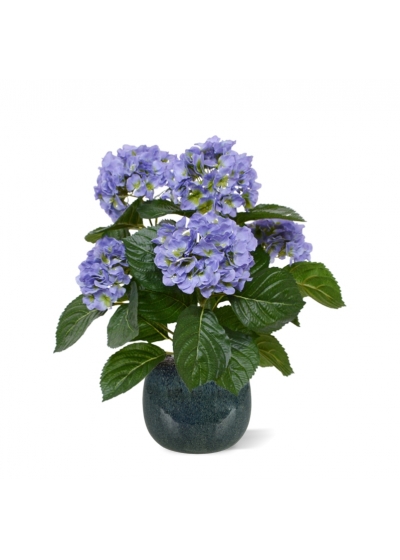 Pianta artificiale di Hortensia 40 cm blu in vaso