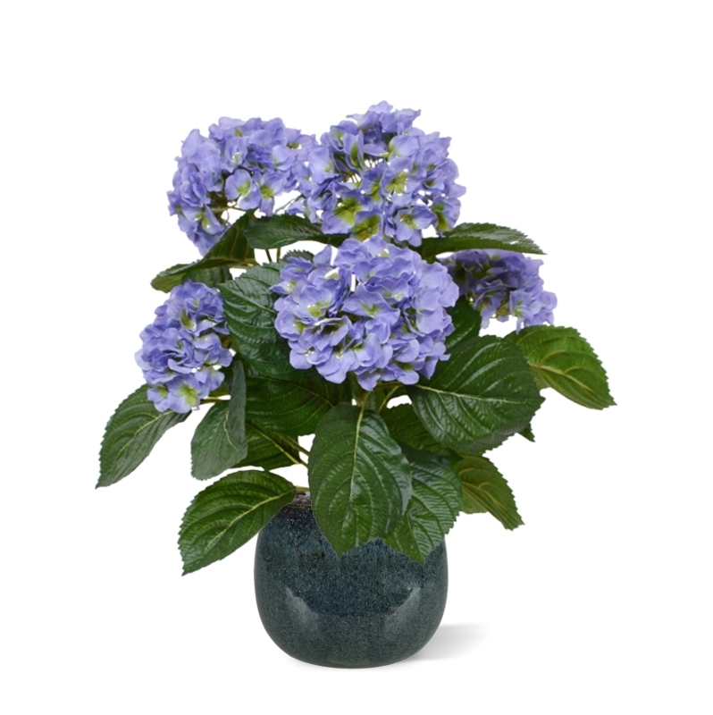 Pianta artificiale di Hortensia 40 cm blu in vaso