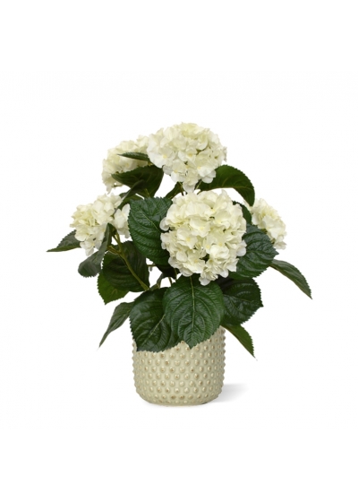 Pianta artificiale di Hortensia 40 cm crema in vaso