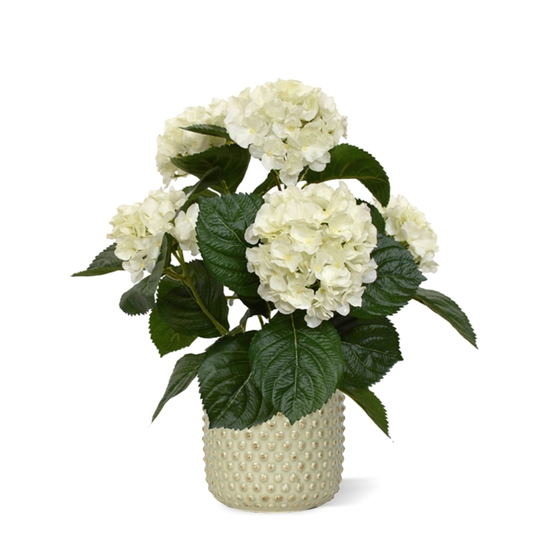 Pianta artificiale di Hortensia 40 cm crema in vaso