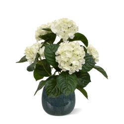 Pianta artificiale di Hortensia 40 cm crema in vaso