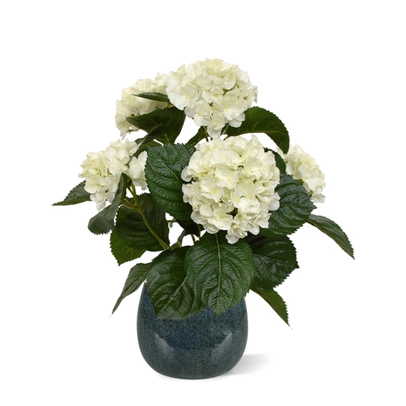 Pianta artificiale di Hortensia 40 cm crema in vaso