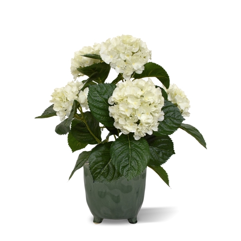 Pianta artificiale di Hortensia 40 cm crema in vaso