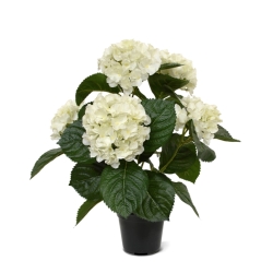 Pianta artificiale di Hortensia 40 cm crema in vaso