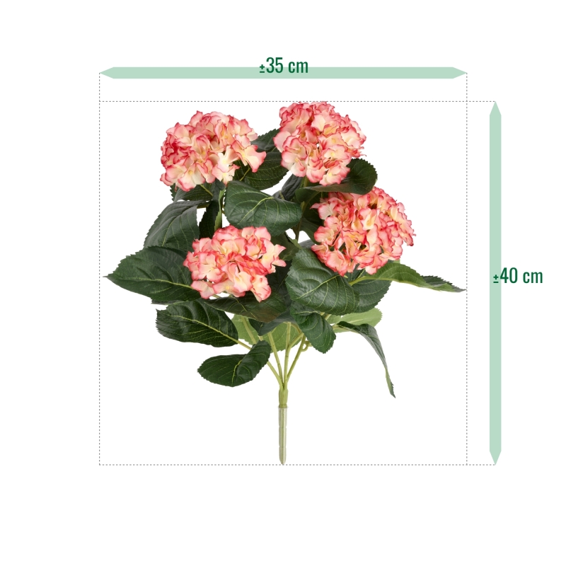 Bouquet artificiale di ortensie 40 cm rosa