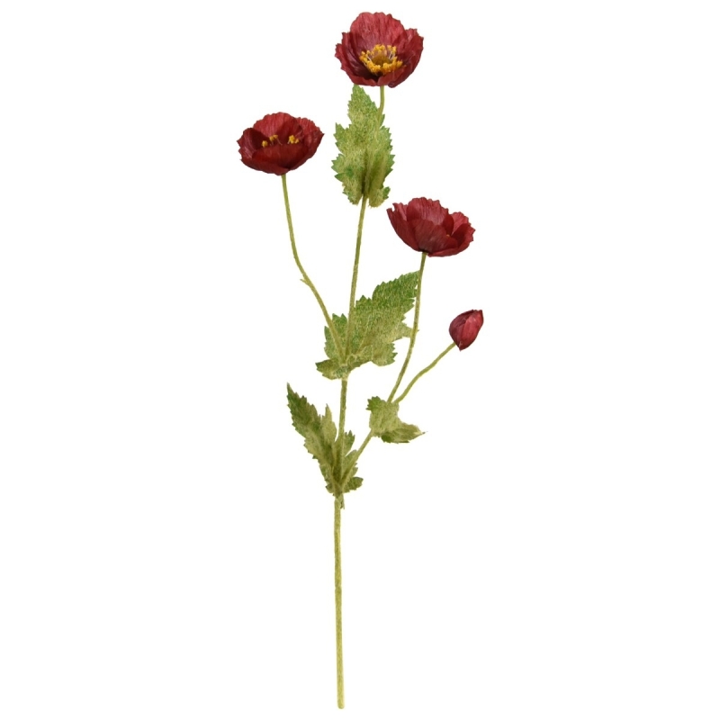 Ramo di papavero artificiale 60 cm rosso