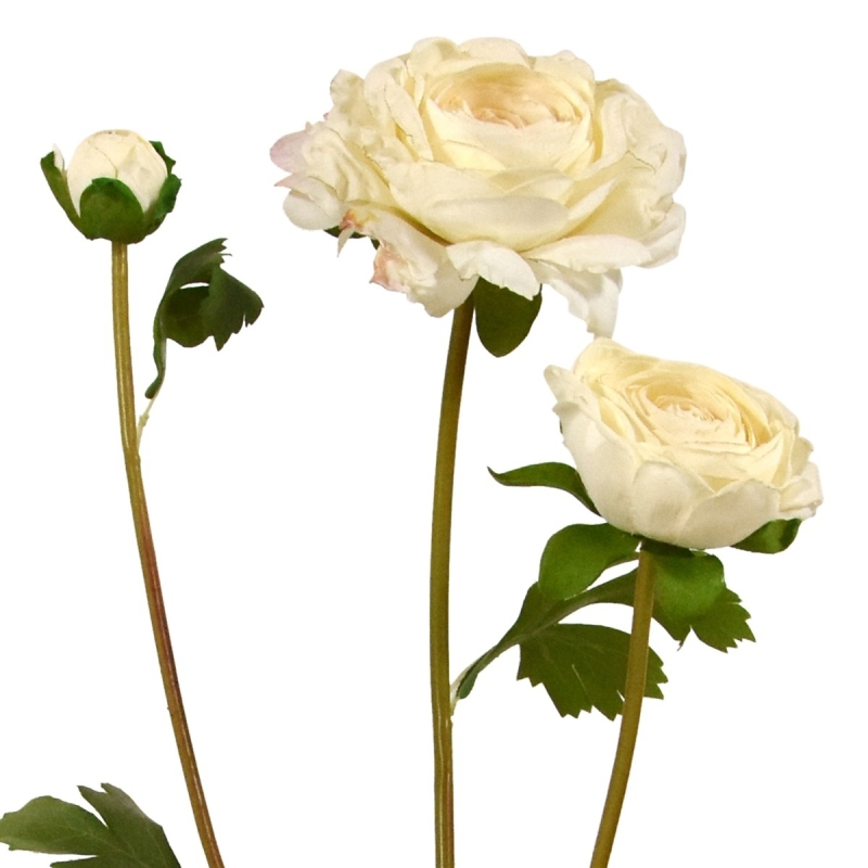 Ramo artificiale di Ranunculus 60 cm crema