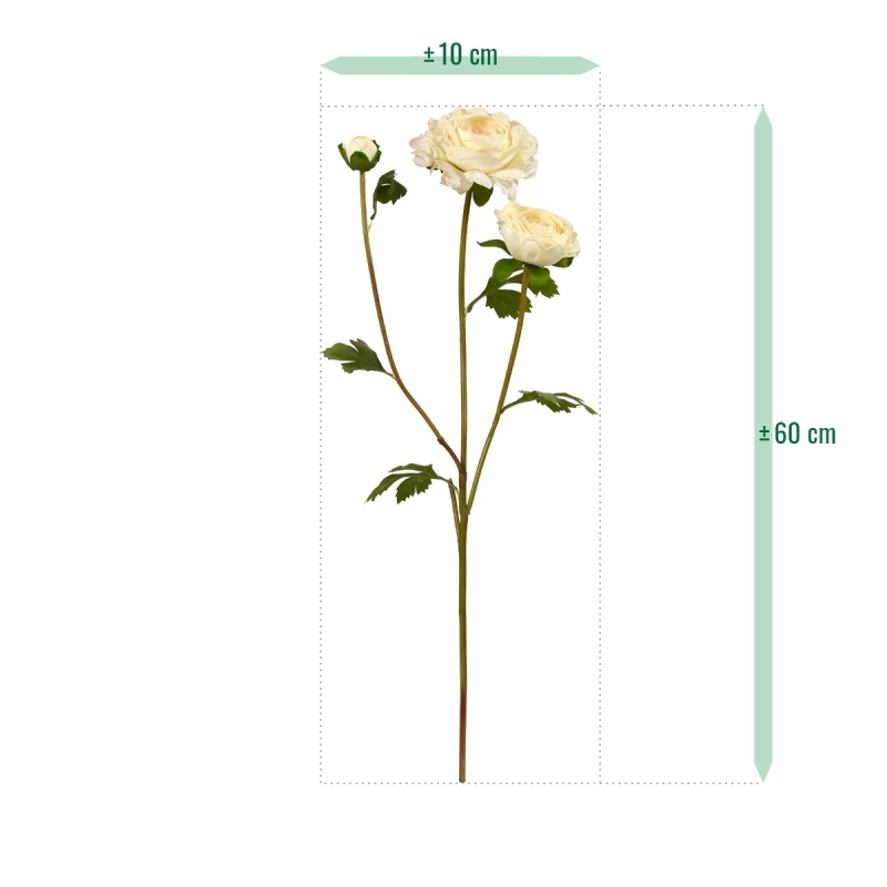 Ramo artificiale di Ranunculus 60 cm crema