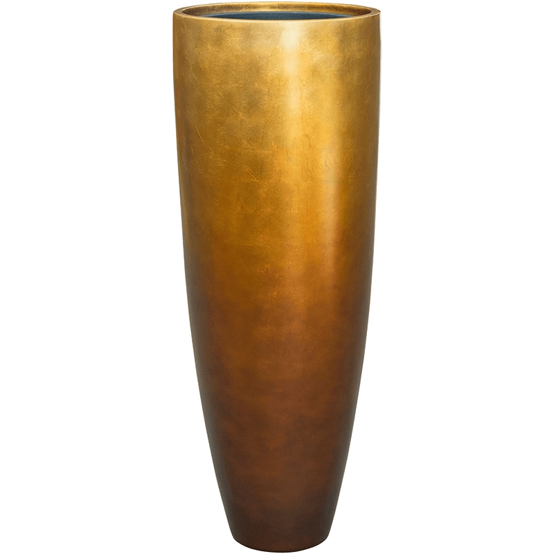 Vaso Baq Metallic Silver Leaf Partner Matt Honey Planter (with Insert Pot)