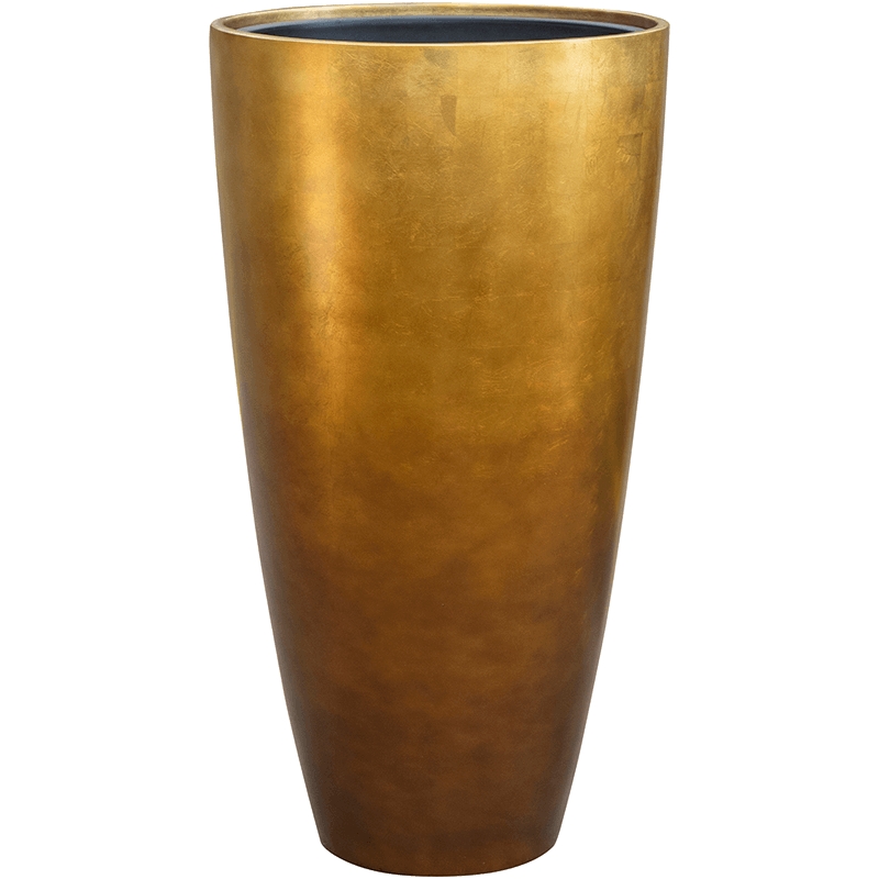 Vaso Baq Metallic Silver Leaf Partner Matt Honey Planter (with Insert Pot)