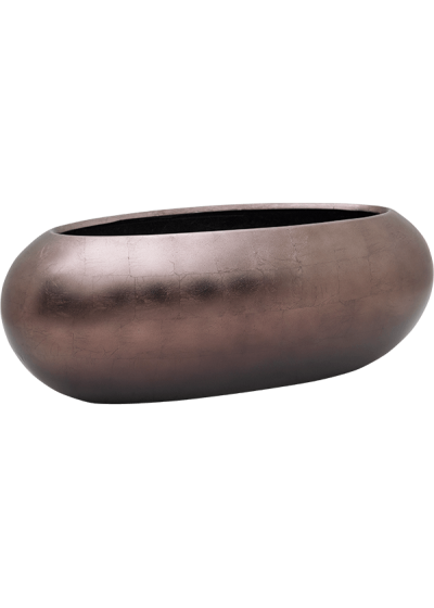 Vaso Baq Metallic Silver Leaf Boat Matt Coffee