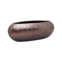 Vaso Baq Metallic Silver Leaf Boat Matt Coffee