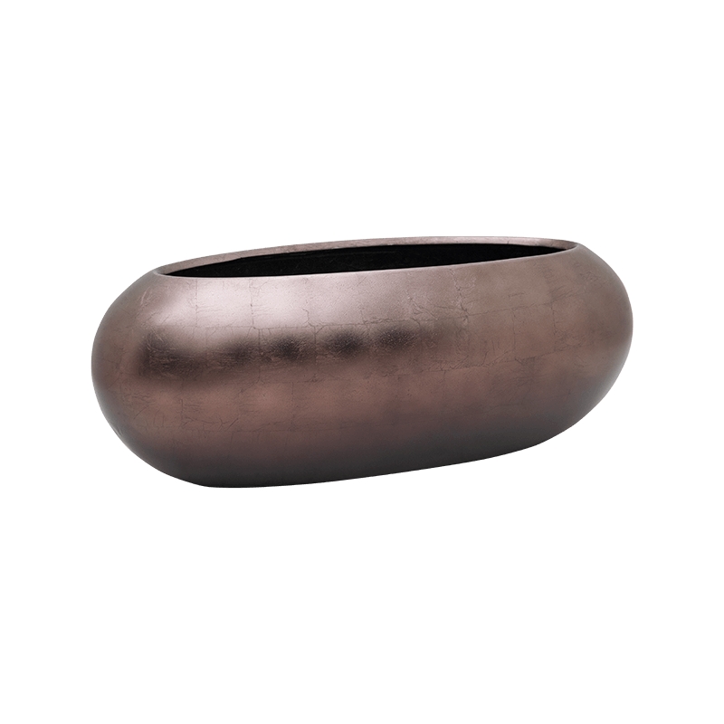 Vaso Baq Metallic Silver Leaf Boat Matt Coffee