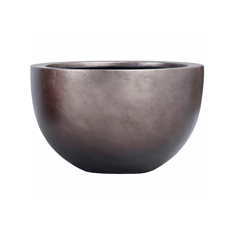 Vaso Baq Metallic Silver Leaf Bowl Matt Coffee