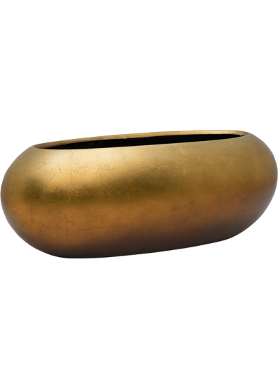 Vaso Baq Metallic Silver Leaf Boat Matt Honey