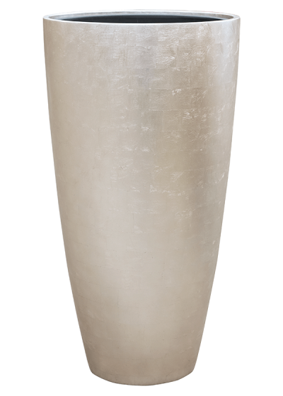 Vaso Baq Metallic Silver Leaf Partner Matt Light Champagne Planter (with Insert Pot)