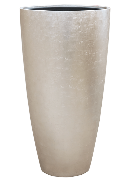 Vaso Baq Metallic Silver Leaf Partner Matt Light Champagne Planter (with Insert Pot)