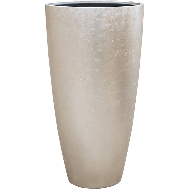 Vaso Baq Metallic Silver Leaf Partner Matt Light Champagne Planter (with Insert Pot)
