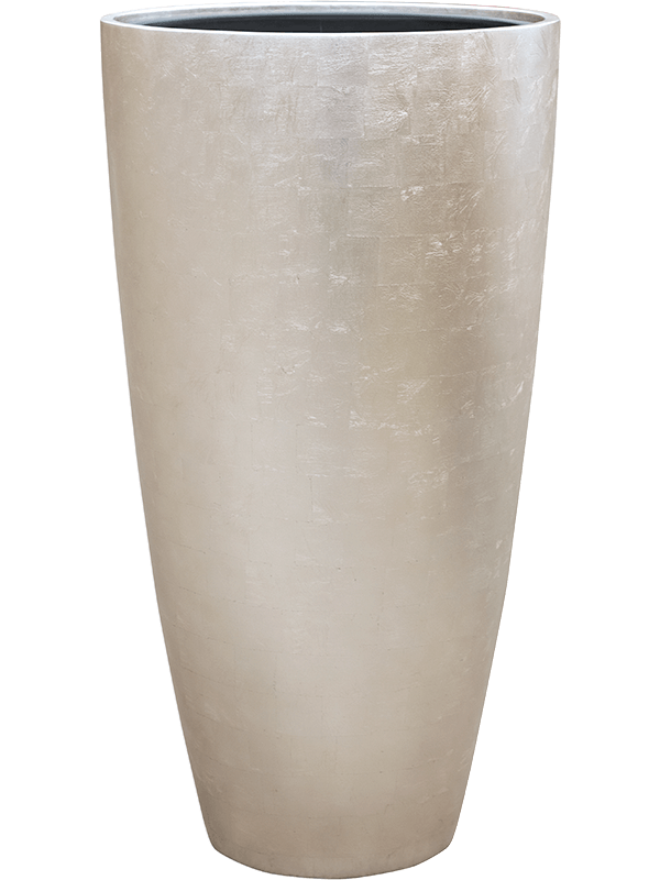 Vaso Baq Metallic Silver Leaf Partner Matt Light Champagne Planter (with Insert Pot)