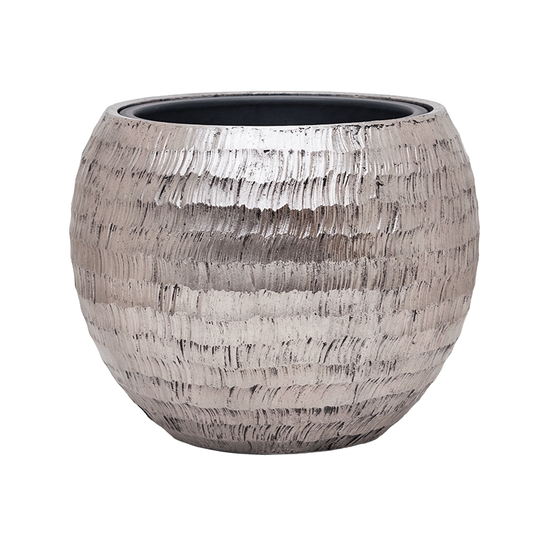 Vaso Baq Opus Hammered Globe Silver (with Liner)