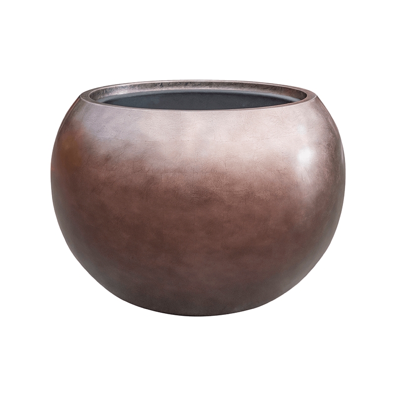 Vaso Baq Metallic Silver Leaf Globe Matt Coffee Top Quality Planters