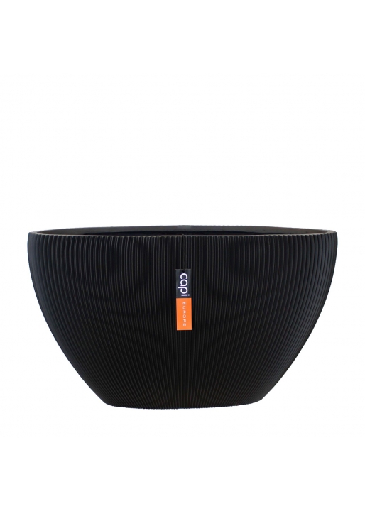 Vaso Capi Planter Oval Groove Black