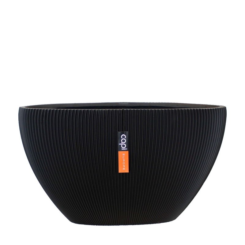 Vaso Capi Planter Oval Groove Black