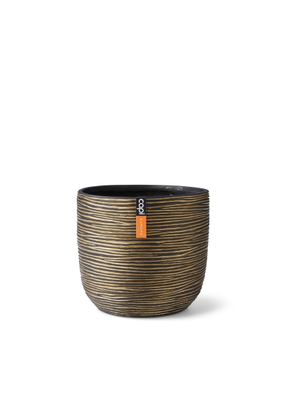 Vaso Capi Planter Ball Rib Gold Black