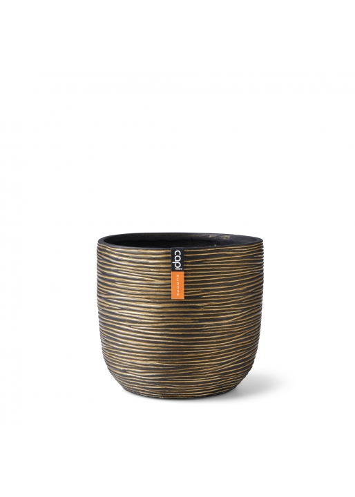 Vaso Capi Planter Ball Rib Gold Black