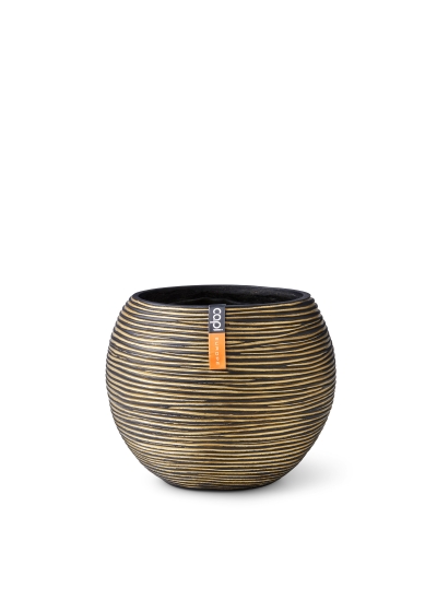 Vaso Capi Vase Ball Rib Black Gold