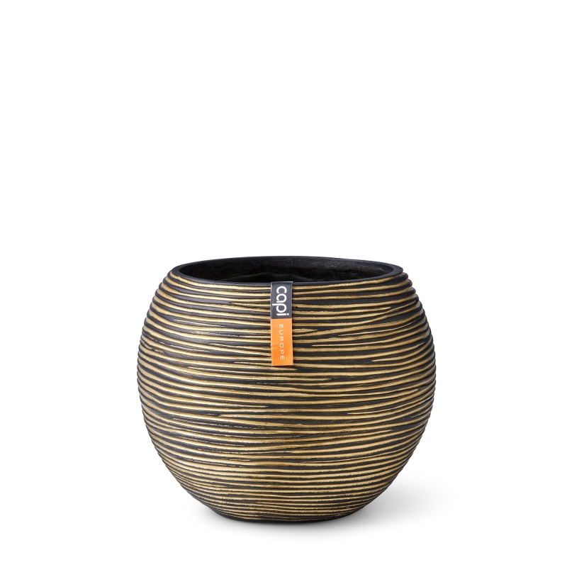 Vaso Capi Vase Ball Rib Black Gold