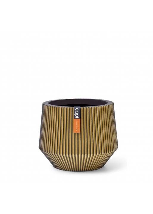 Vaso Capi Vase Cylinder Geo Groove Black Gold