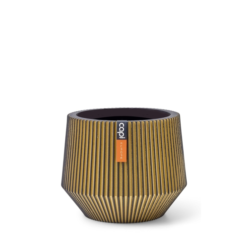 Vaso Capi Vase Cylinder Geo Groove Black Gold