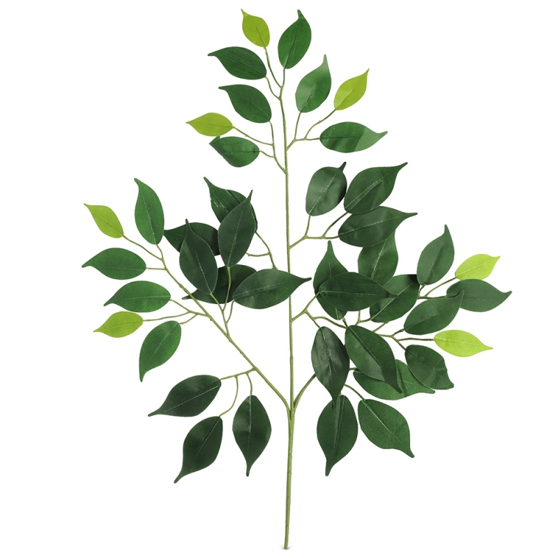 Ficus • Ramo Artificiale con 55 foglie • Verde • FR • H. 55 cm